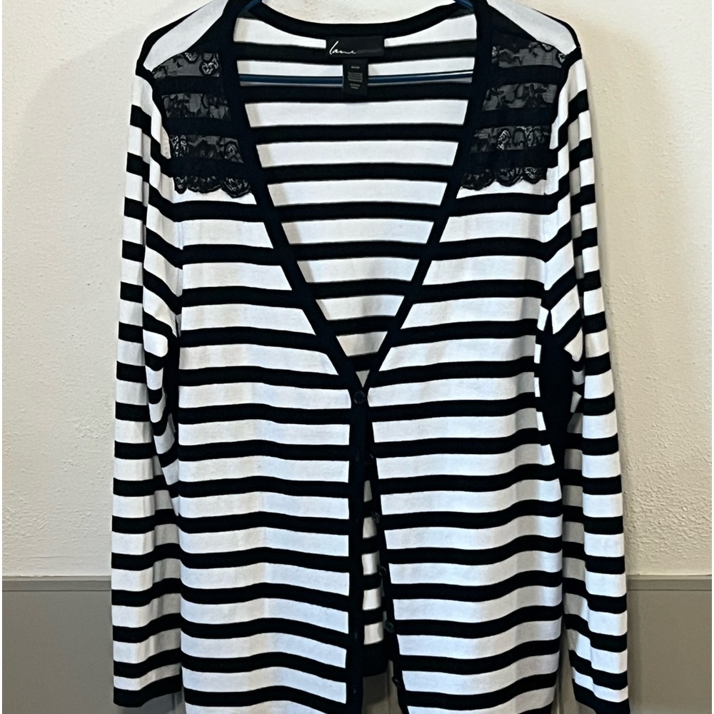 Lane Bryant 18/20 plus size cardigan black and white striped